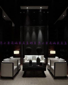 实木欧式洽谈桌椅组合 售楼处接待区沙发桌椅 售楼部家具一桌四椅
