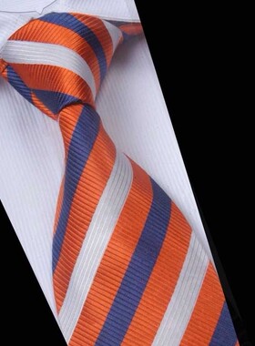伊生酷真丝/桑蚕丝领带男士正装商务 橙色条纹 纳米防水防油污