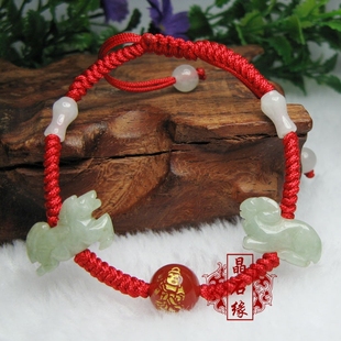 属马人用玉马羊六合本命佛手机链钥匙扣红绳手链