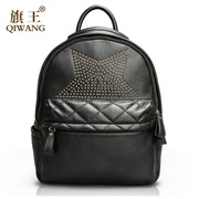 Flag King leather shoulder bag ladies College wind 2015 new Korean leisure soft leather rivet leather backpack bags