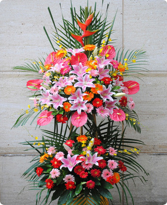 上海同城鲜花速递 专业 开业 开张 花篮 配送 代写红绸带条幅价优