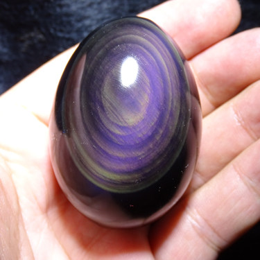 天然黑曜石把玩鸡蛋摆件