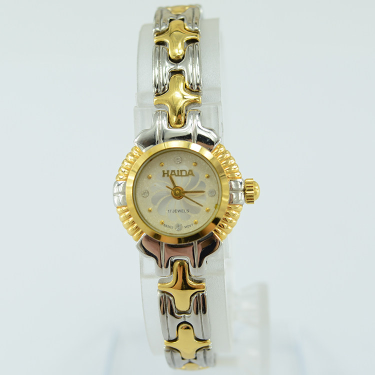 老上海海达牌 间金经典复古手圈机械女表