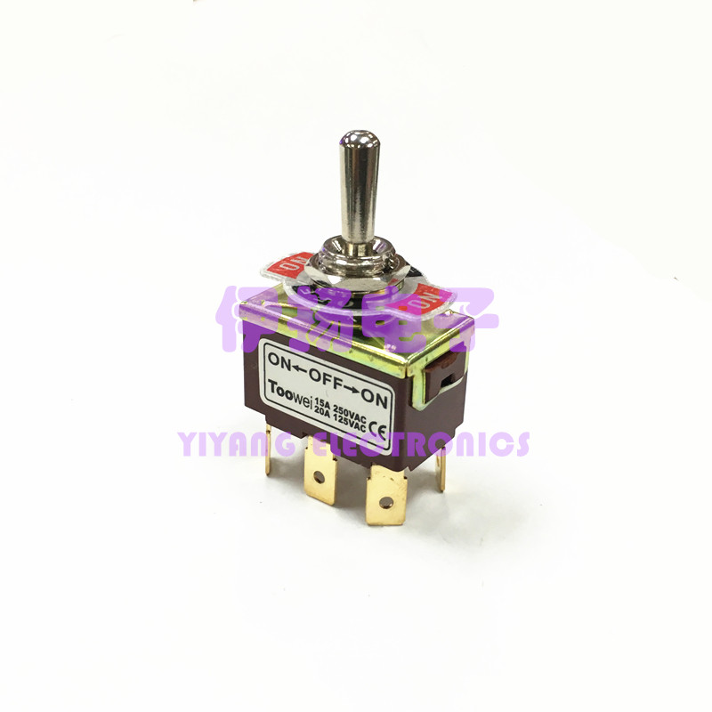 TOOWEI太玮钮子开关 12MM安装孔 6脚3档 插片脚 T702CT 摇臂开关