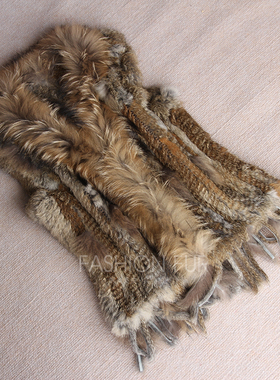 2025款日韩皮草 手工兔毛编织马甲 兔毛坎肩 貉子毛领兔毛背心