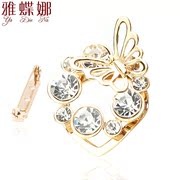 Ya-na Korean version of the original simple rhinestone Butterfly scarf buckle dual brooch scarf buckle chest flowers