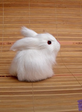仿真白兔摆件皮毛工艺品