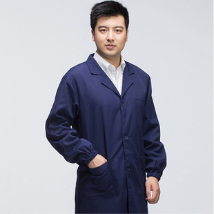 耐磨涤卡蓝大褂工作服男女养殖服卫生实验服长款搬运服松紧袖包邮