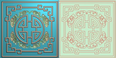 高清精雕图jdp灰度图浮雕图电脑雕刻图精品祥云高花几底板200x200