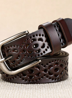 女士时尚百搭韩版镂空秀气宽皮带