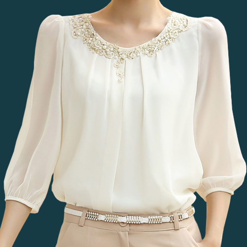 春秋中袖女装t恤上衣衬衫雪纺衫