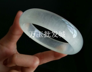 蚕丝冰玉手镯冰种新疆昆仑白玉少女通透玉石女款玉镯子女带证书