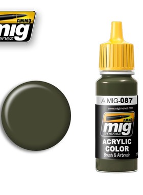 钢铁苍穹 AMMO MIG 水性漆 087 RAL6014 绿相深咖色 17毫升