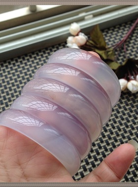 冰彩纯天然紫玉髓秀气风玛瑙手镯