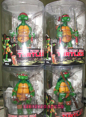 元祖模型 NECA 7寸 TMNT 桶装 彩色 忍者神龟 一套四个