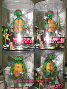 元祖模型 NECA 7寸 TMNT 桶装 彩色 忍者神龟 一套四个