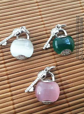 多彩纯银项链钥匙吊坠