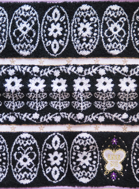 Anna Sui安娜苏香港IT专柜黑色白蝴蝶割绒棉手帕方巾