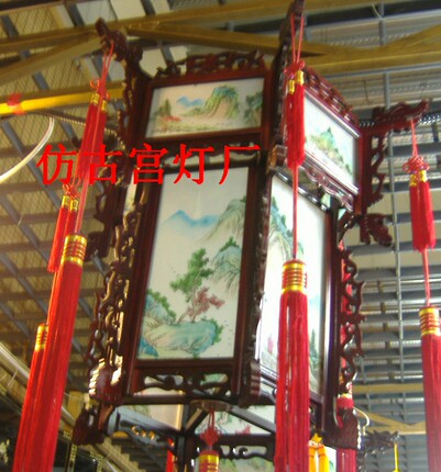 中式宫灯中式灯具古典宫灯仿古吊灯木制挂灯酒店门头饭店书房手绘