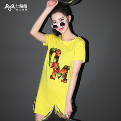 Seven space space OTHERMIX2015 new fruit in the summer letter printed decorative short sleeve zipper dress