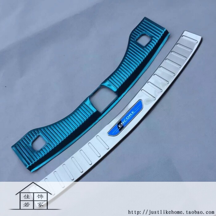 16款昂科拉 专用不锈钢内外后护板 拉丝激光蓝行李尾箱后杠踏板贴