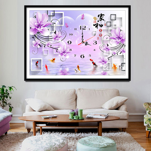 钻石画钟表点贴钻家和时钟挂钟