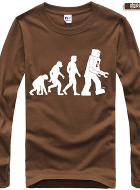 DESTRO生活大爆炸春装男T恤长袖谢耳朵进化论男装上衣圆领长袖t恤