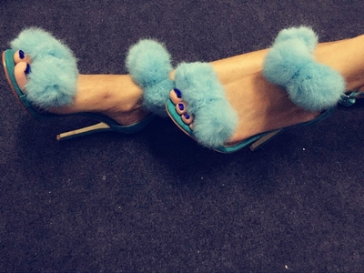 sillarulers女鞋凉鞋兔毛毛球