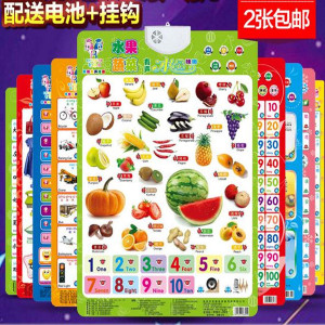 特价智慧鱼有声挂图益智发声双面凹凸挂画启蒙早教认知卡儿童玩具
