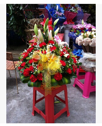 闵行浦东新区宝山松江鲜花店开张花篮台式高档玫瑰花篮同城速递