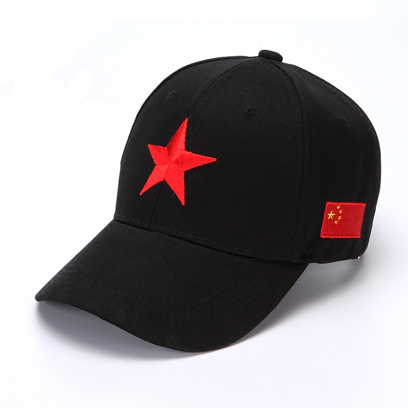 帽子女夏季韩版鸭舌帽刺绣五角星国旗棒球帽男春秋遮阳防晒太阳帽
