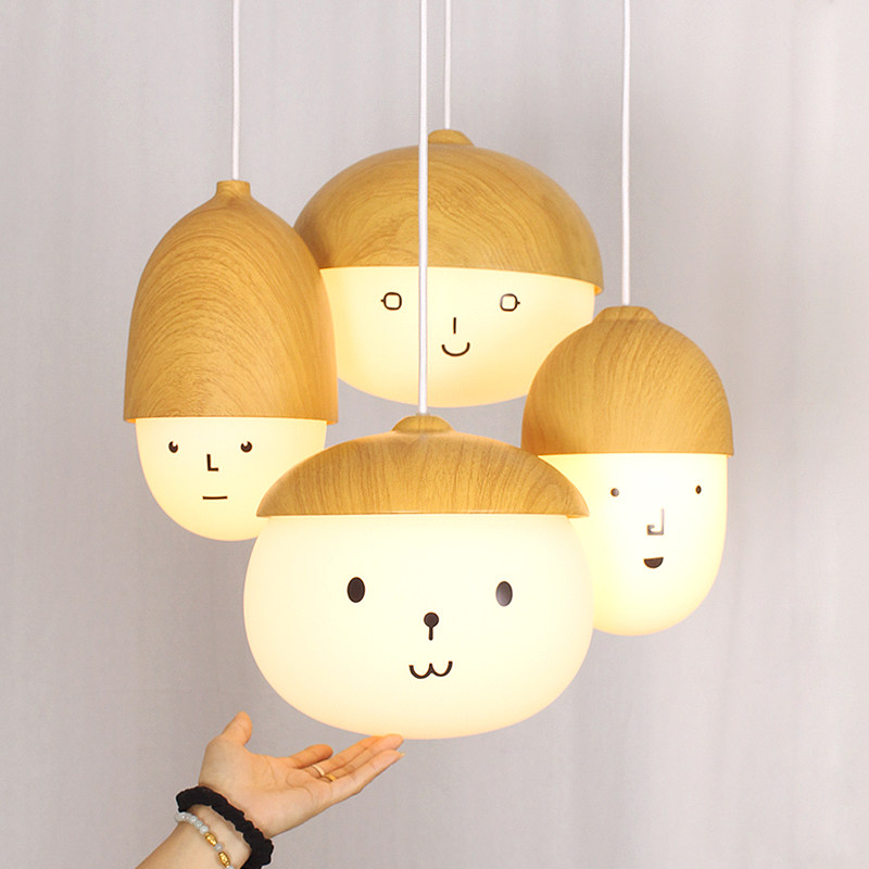 简约现代木纹玻璃果子餐厅咖啡厅吊灯设计师卧室阳台个性创意吊灯