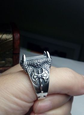 银复古战斧鹰爪活口S925霸气男款