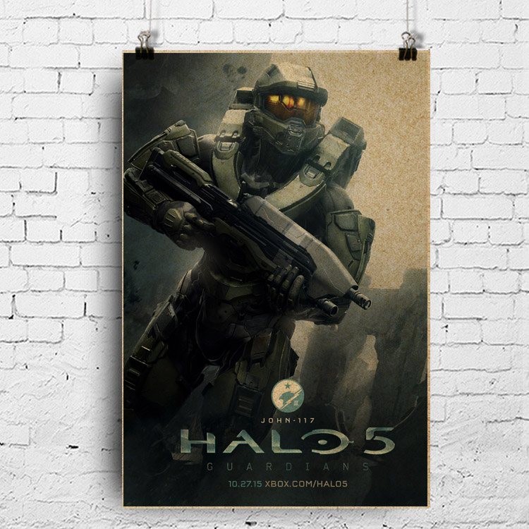人物角色图光环5halo 士官长master chieff 40*60cm复古游戏海报