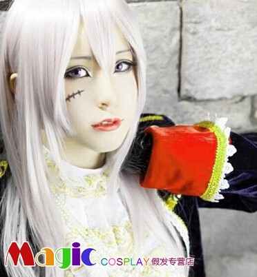 cosplay假发 APH黑塔利亚 女普鲁士 性转普娘 银白色通用长直发