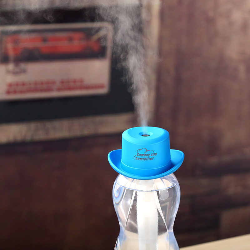 牛仔帽矿泉水瓶小型加湿器 创意usb迷你家用桌面加湿器喷雾超声波