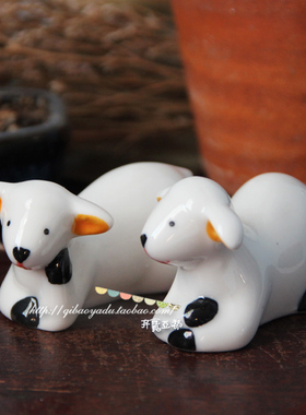 外单陶瓷羊咩咩暖心卧姿特惠摆件