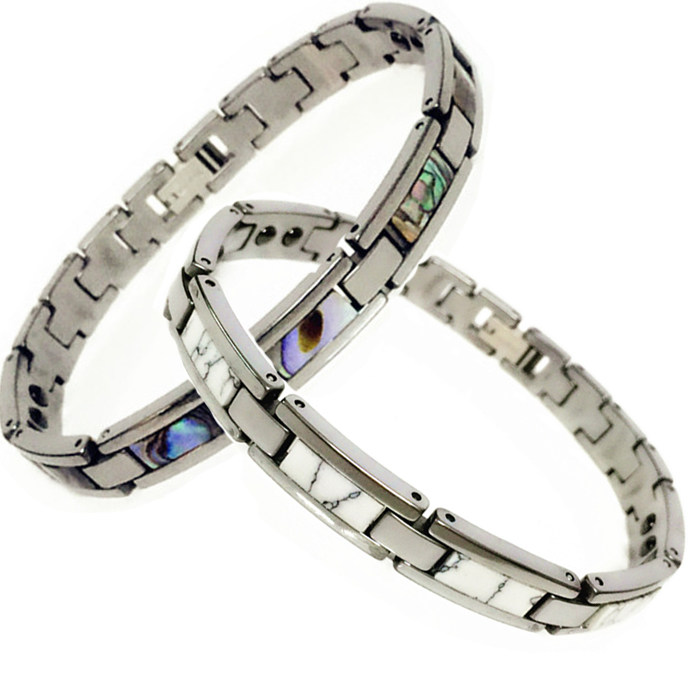 台湾koto正品防辐射锗石磁疗手链钨钢间彩贝手链