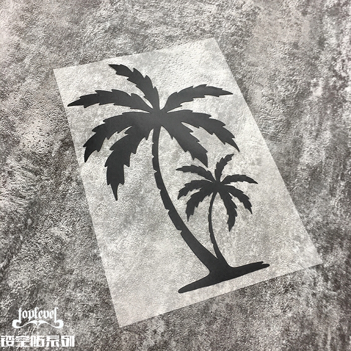 tlp镂空车贴椰子树热带风情假日