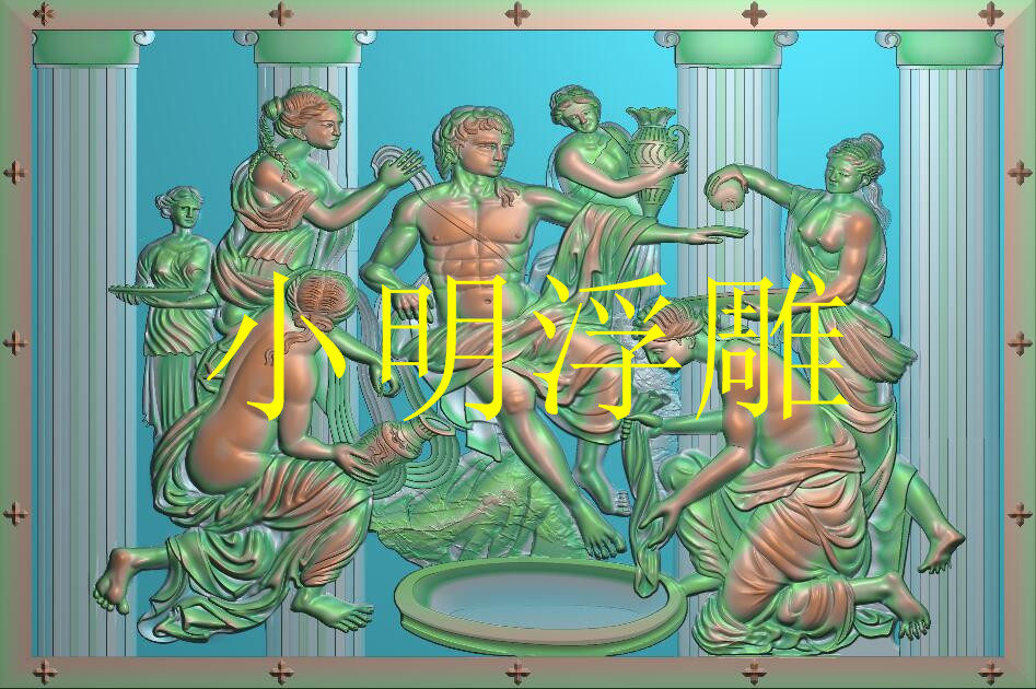 石雕图砂岩浮雕背景墙精雕图欧式人物凯撒浴女图挂屏风木雕图装饰