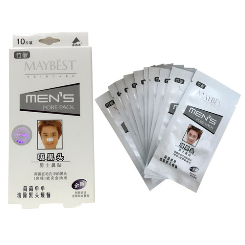 美百氏MAYBEST正品男士吸黑头鼻贴10片去黑头粉刺收缩毛孔T区护理