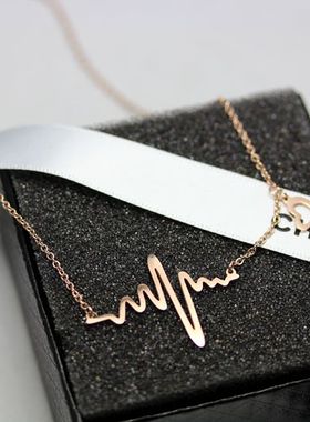 韩国浪漫心跳钛钢OL风学生短项链