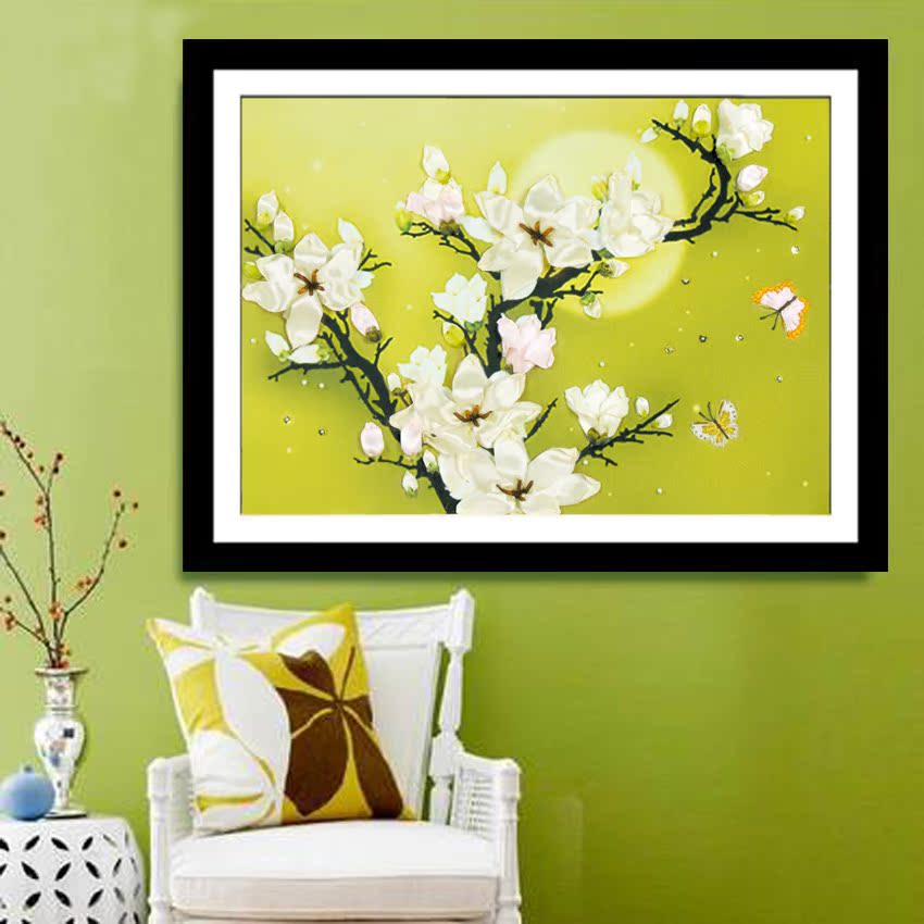 丝带绣新款花卉立体绣手工刺绣diy材料包非十字绣客厅卧室挂画|ruв категории домашний ткань, вышивка крестом и инструментов, принадлежностей, вышивка крестом suite - от Buy2taobao.com для оказания профессиональной услуги покупки агента Taobao