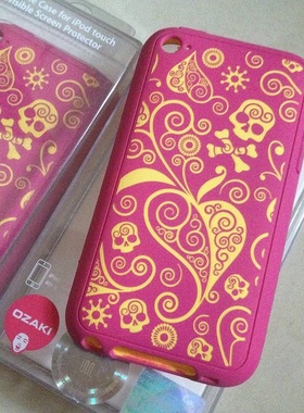 OZAKI 正品iPod touch4专用时髦彩绘硅胶mp3/4保护壳套软现货送膜