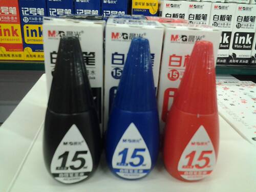 晨光9601/9602加墨白板笔墨水 15ml黑蓝红 高瓶嘴 易加墨记号笔水