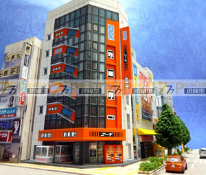 1:150日本建筑场景29 游戏中心和电玩商店 纸模型 N比例沙盘1:100