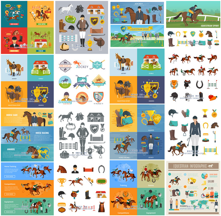 A0258矢量扁平化赛马比赛体育信息图banner图标icons AI设计素材在类目 商务/设计服务, 设计服务, 设计素材/源文件中 - 来自Buy2taobao.com提供专业的淘宝代购服务