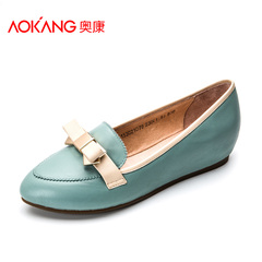 Aokang new sweet spring/summer shoes comfortable shoes Sheepskin women set foot flat bottom a pointed bow shoes