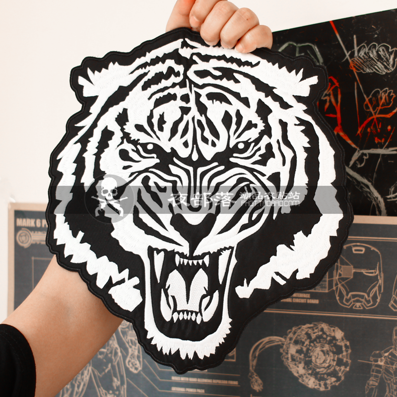 夜光老虎tiger绣花布飞行DIY大