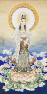 苏绣DIY套件初学 站立观音 莲花 大画心40*80 新手入门刺绣装饰画